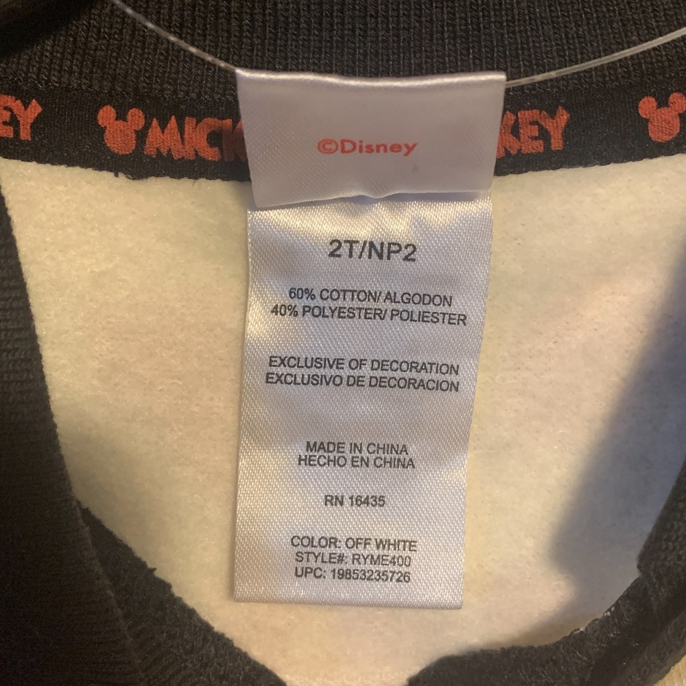 Disney Mickey Mouse Toddler 2T Rugby Sweatshirt 28 Off White Collared NWT - Picture 2 of 7